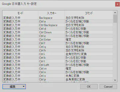 Google 日本語入力のキー設定1